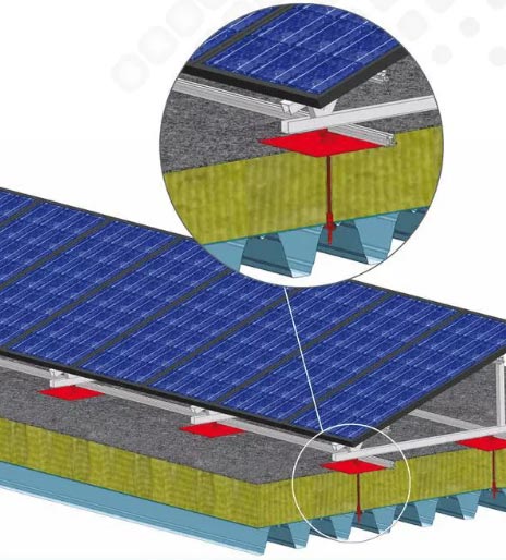 TPO光伏支架(基座)安裝進(jìn)TPO屋面示意圖